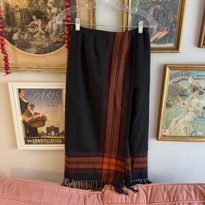 Valerie Stevens Wool Elegant Black and Orange plaid Skirt